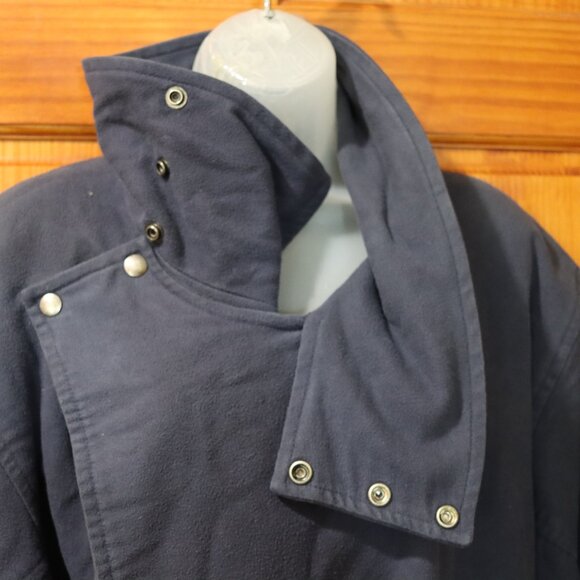 Parachute Canada Vintage Navy High Collar Belted Long Coat Architectural 80s - Picture 15 of 16